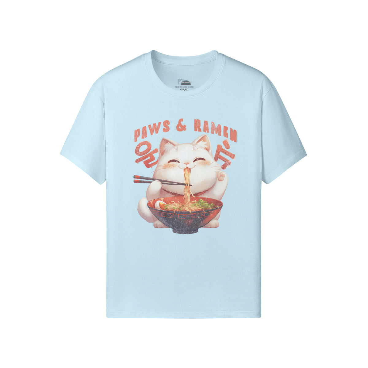 Ausgefallenes T-Shirt für Männer und Damen mit Katzen print "Paws and Ramen"-ASIA-Shirts