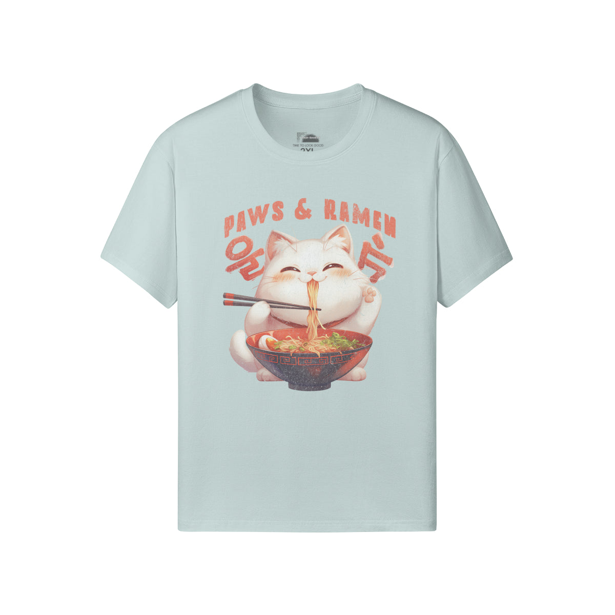 Ausgefallenes T-Shirt für Männer und Damen mit Katzen print "Paws and Ramen"-ASIA-Shirts