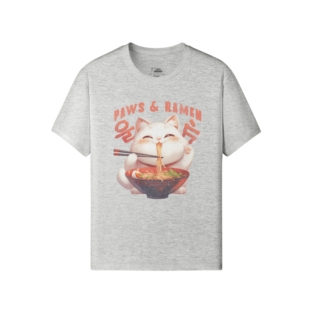 Ausgefallenes T-Shirt für Männer und Damen mit Katzen print "Paws and Ramen"-ASIA-Shirts