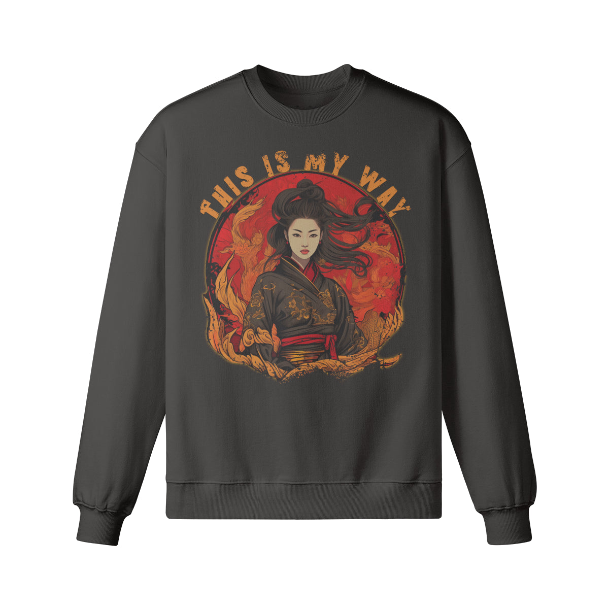Heavy Oversized Sweatshirt Geisha print-ASIA-Shirts