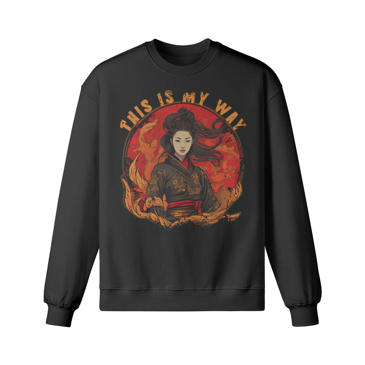 Heavy Oversized Sweatshirt Geisha print-ASIA-Shirts