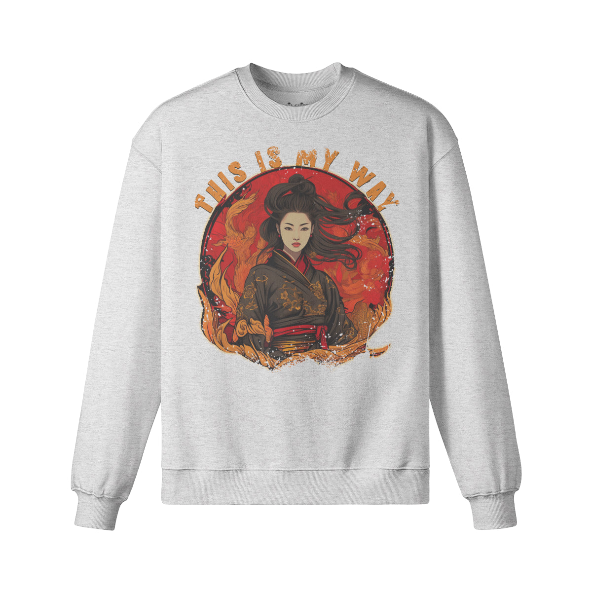 Heavy Oversized Sweatshirt Geisha print-ASIA-Shirts