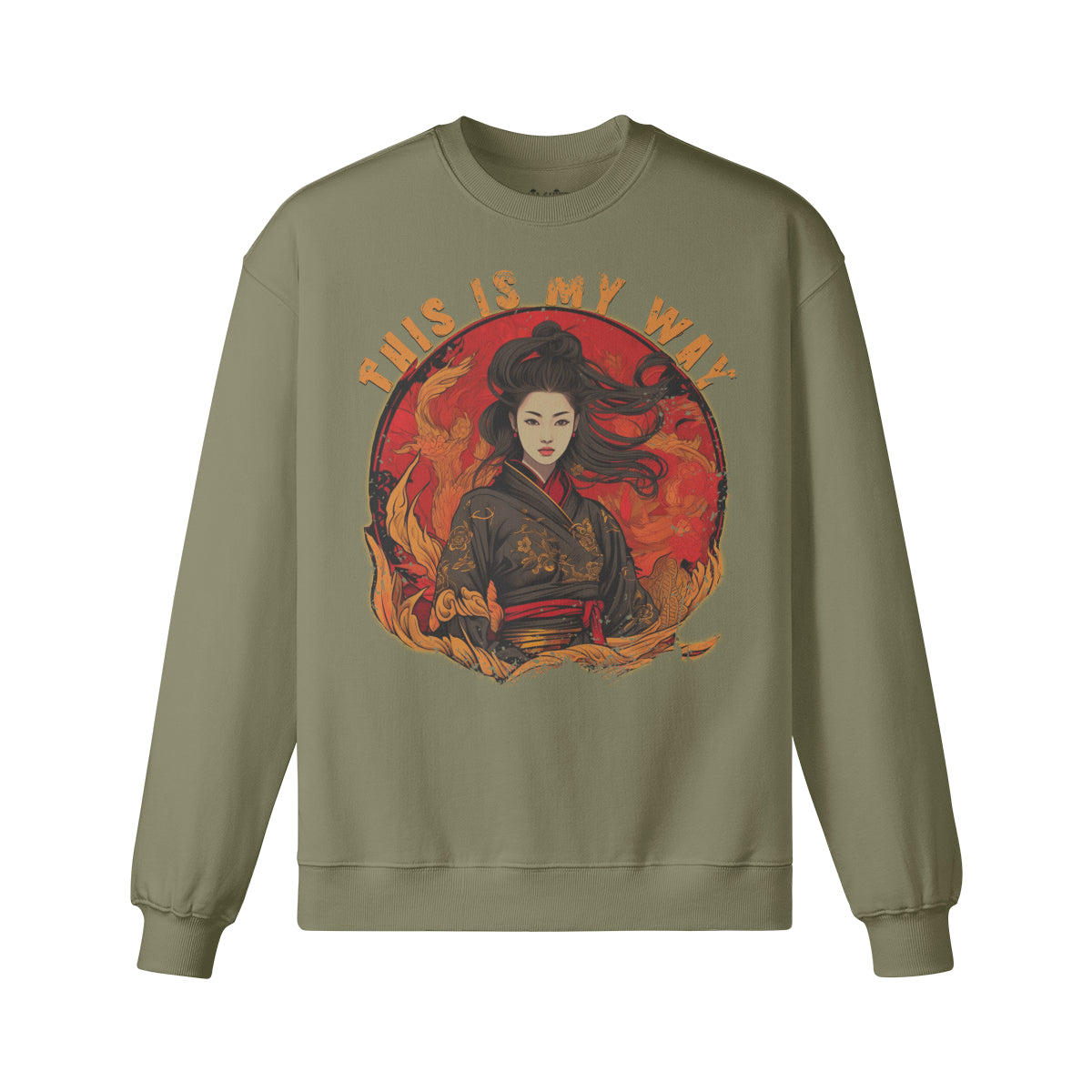 Heavy Oversized Sweatshirt Geisha print-ASIA-Shirts