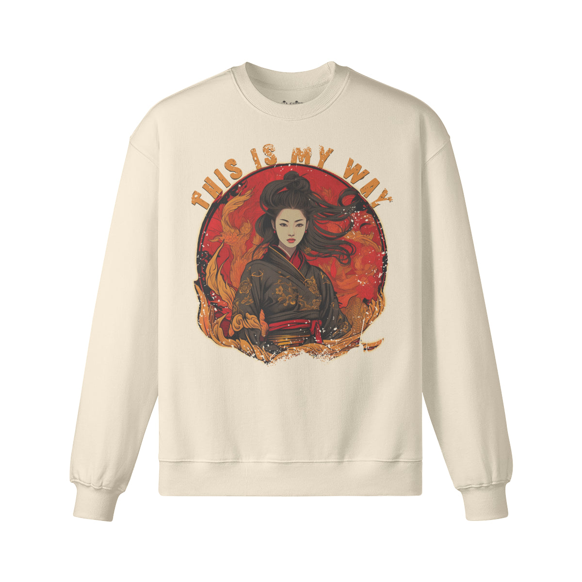 Heavy Oversized Sweatshirt Geisha print-ASIA-Shirts