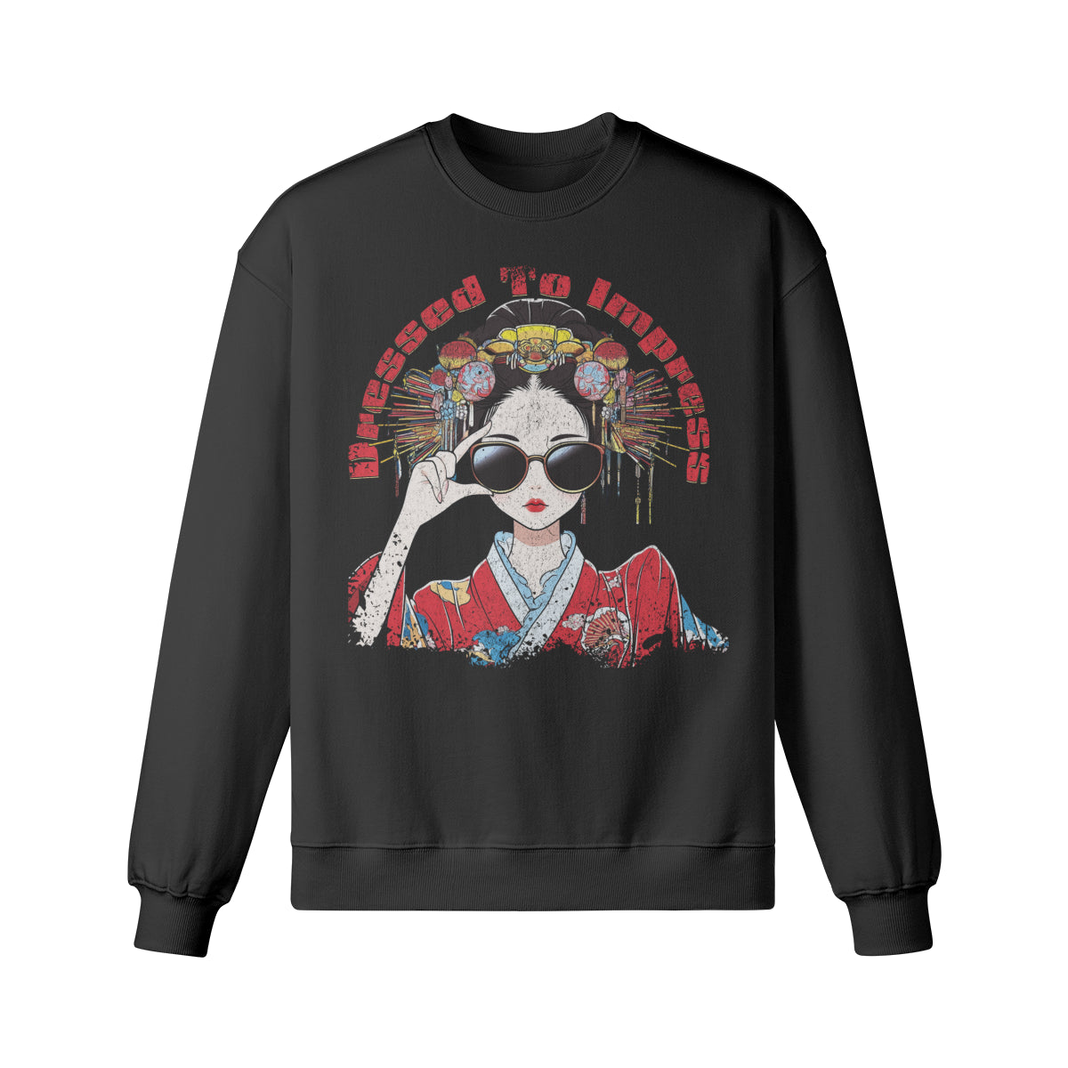 Heavy Oversized Sweatshirt Geisha "dress to impress! print-ASIA-Shirts