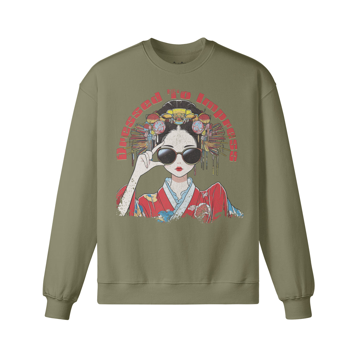 Heavy Oversized Sweatshirt Geisha "dress to impress! print-ASIA-Shirts