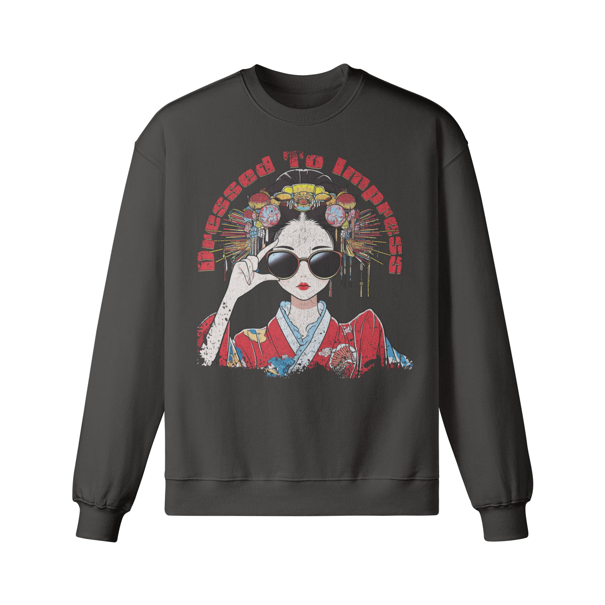 Heavy Oversized Sweatshirt Geisha "dress to impress! print-ASIA-Shirts