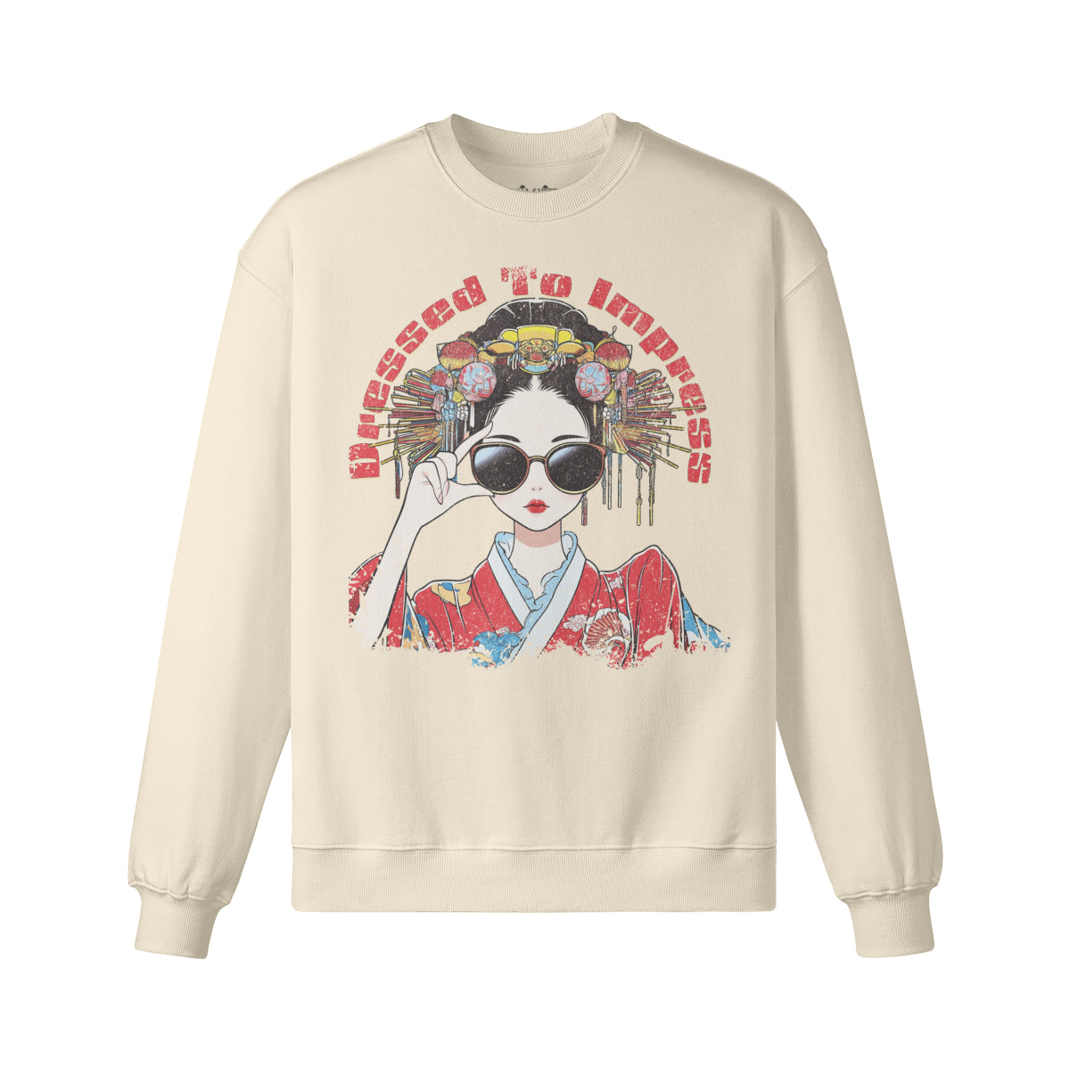 Heavy Oversized Sweatshirt Geisha "dress to impress! print-ASIA-Shirts