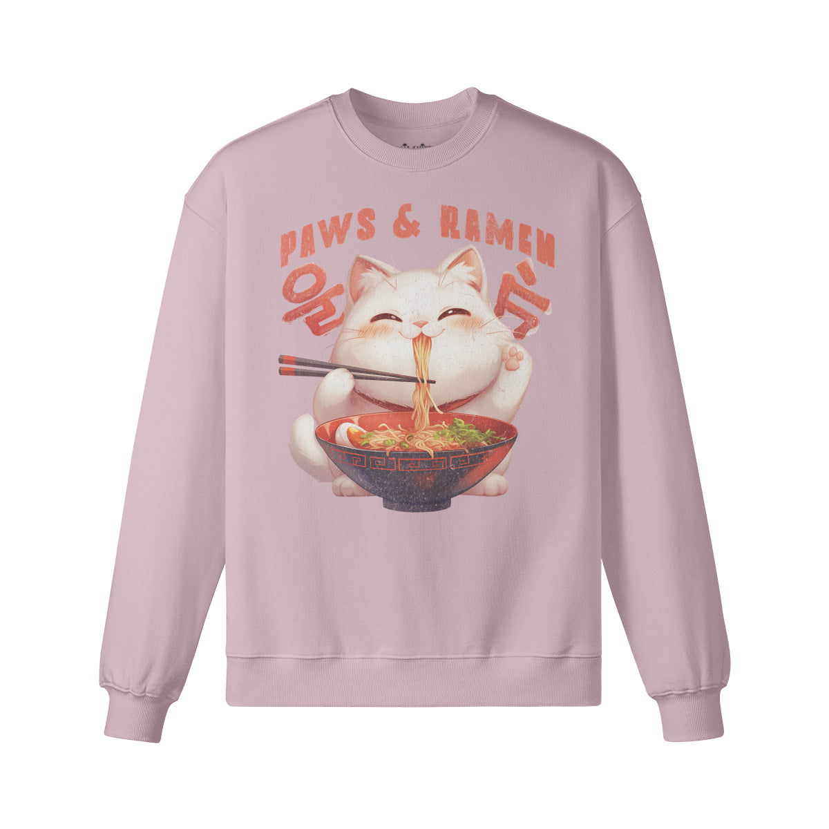 Heavy Oversized Sweatshirt mit Katzen print "Paws and Ramen"-ASIA-Shirts