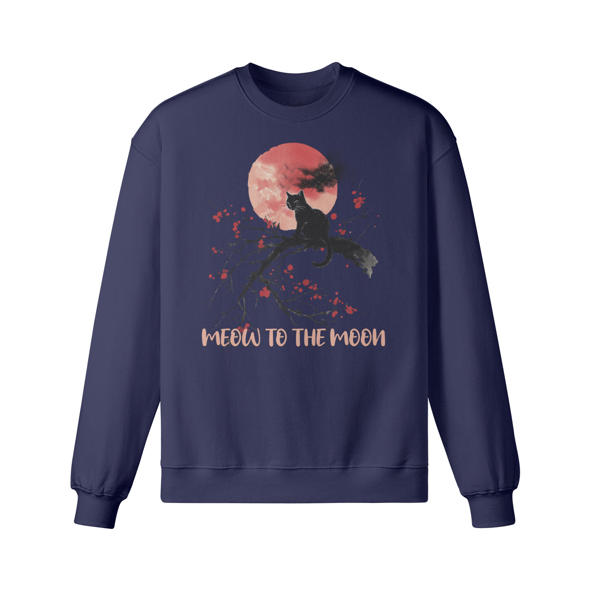Heavy Oversized Sweatshirt mit Katzen print "Meow to the Moon"-ASIA-Shirts