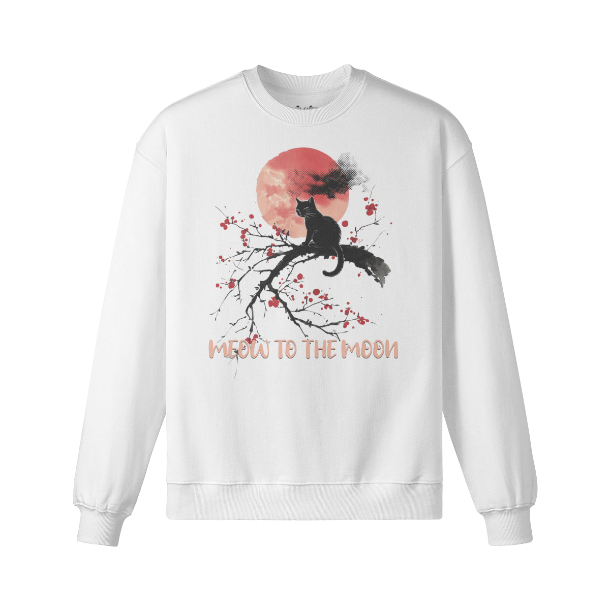 Heavy Oversized Sweatshirt mit Katzen print "Meow to the Moon"-ASIA-Shirts