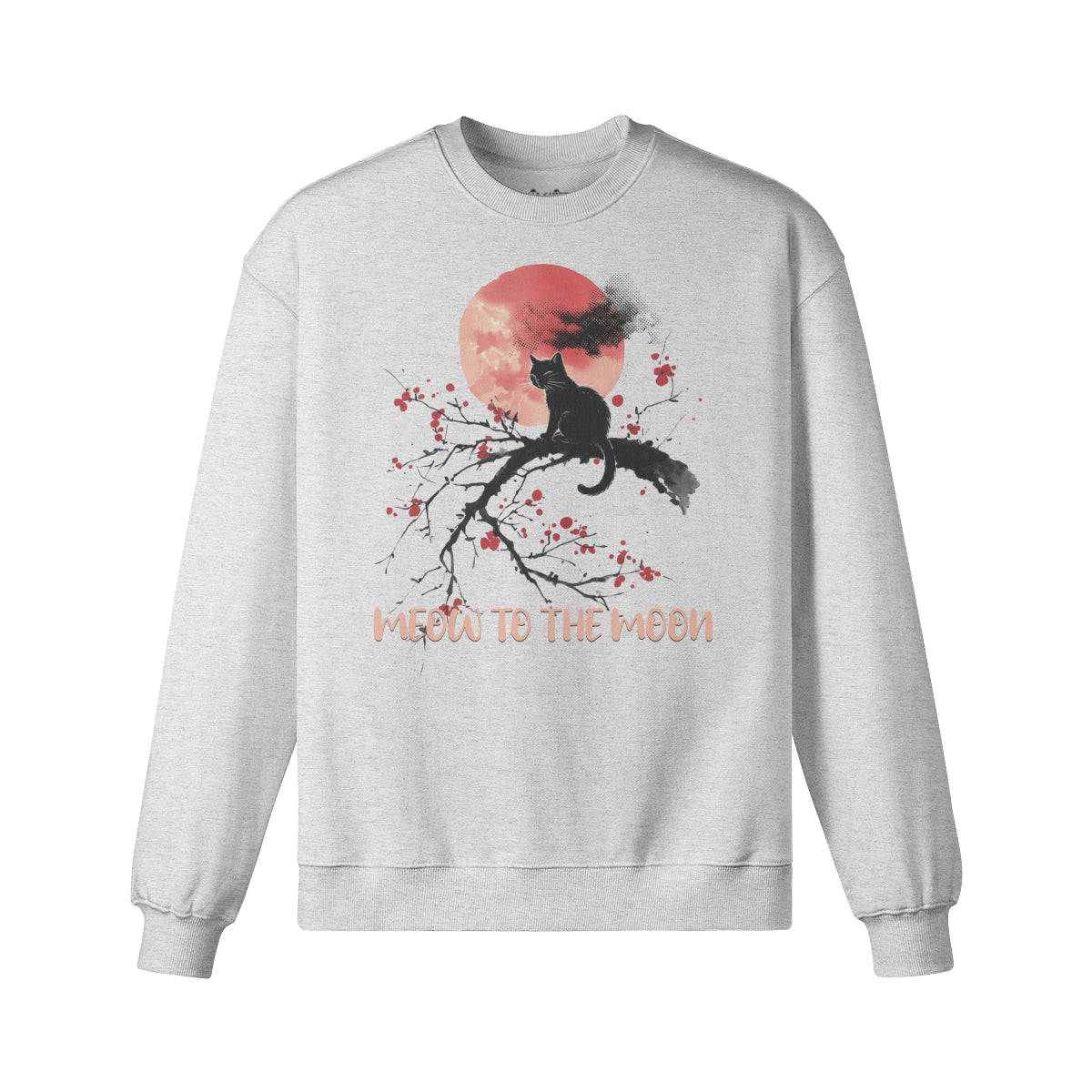 Heavy Oversized Sweatshirt mit Katzen print "Meow to the Moon"-ASIA-Shirts