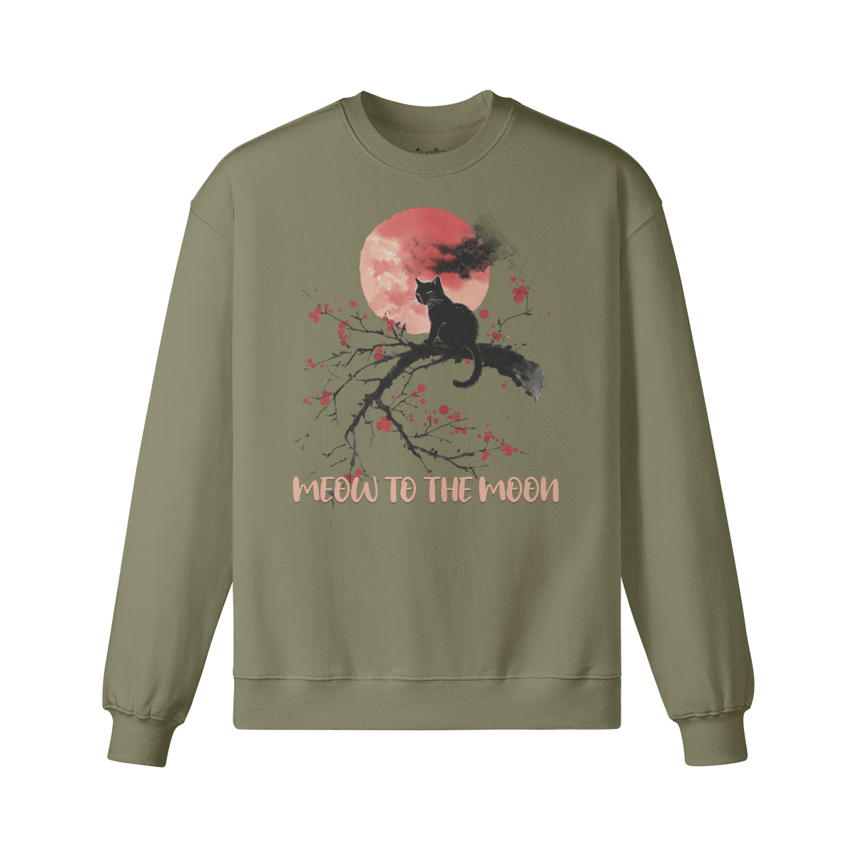 Heavy Oversized Sweatshirt mit Katzen print "Meow to the Moon"-ASIA-Shirts