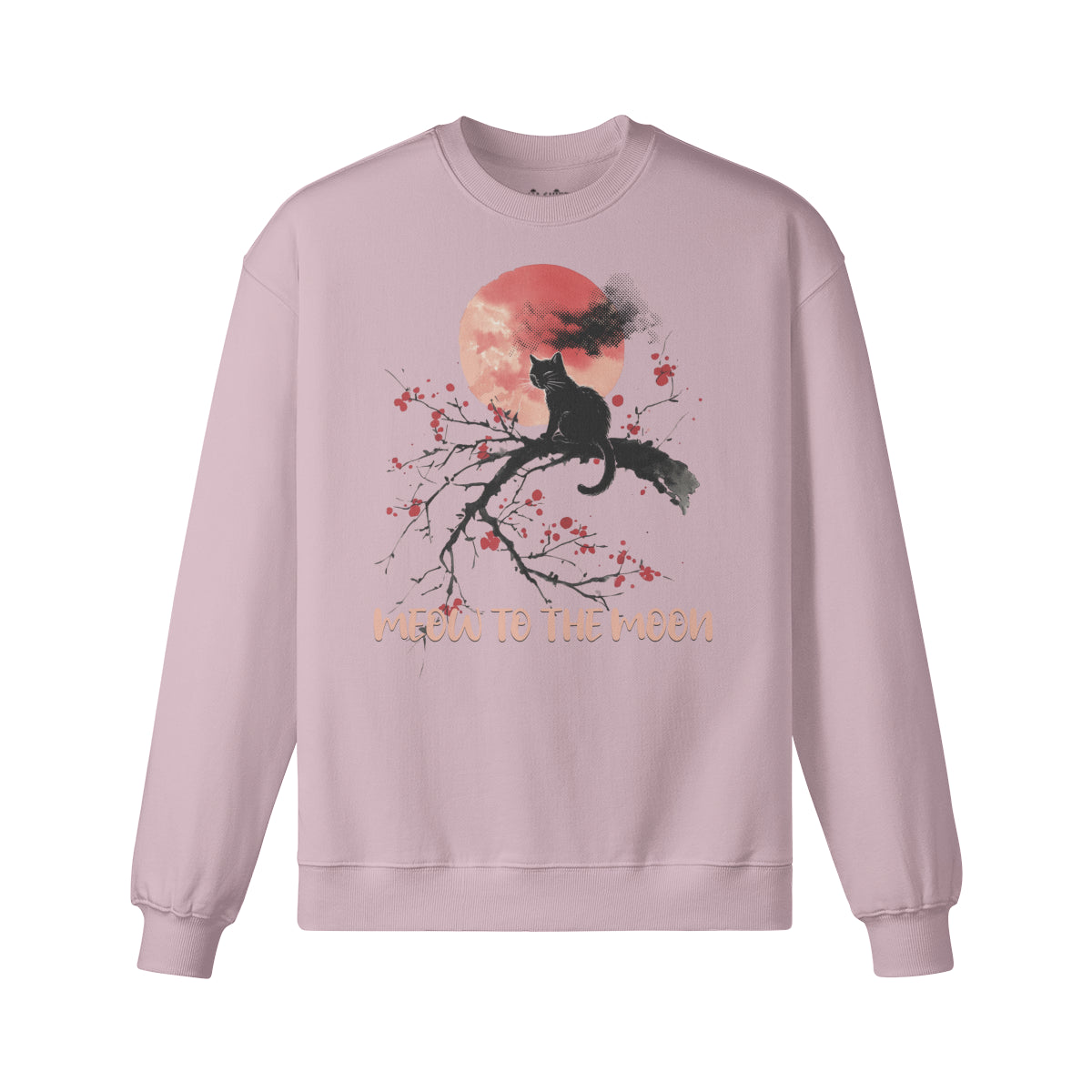 Heavy Oversized Sweatshirt mit Katzen print "Meow to the Moon"-ASIA-Shirts