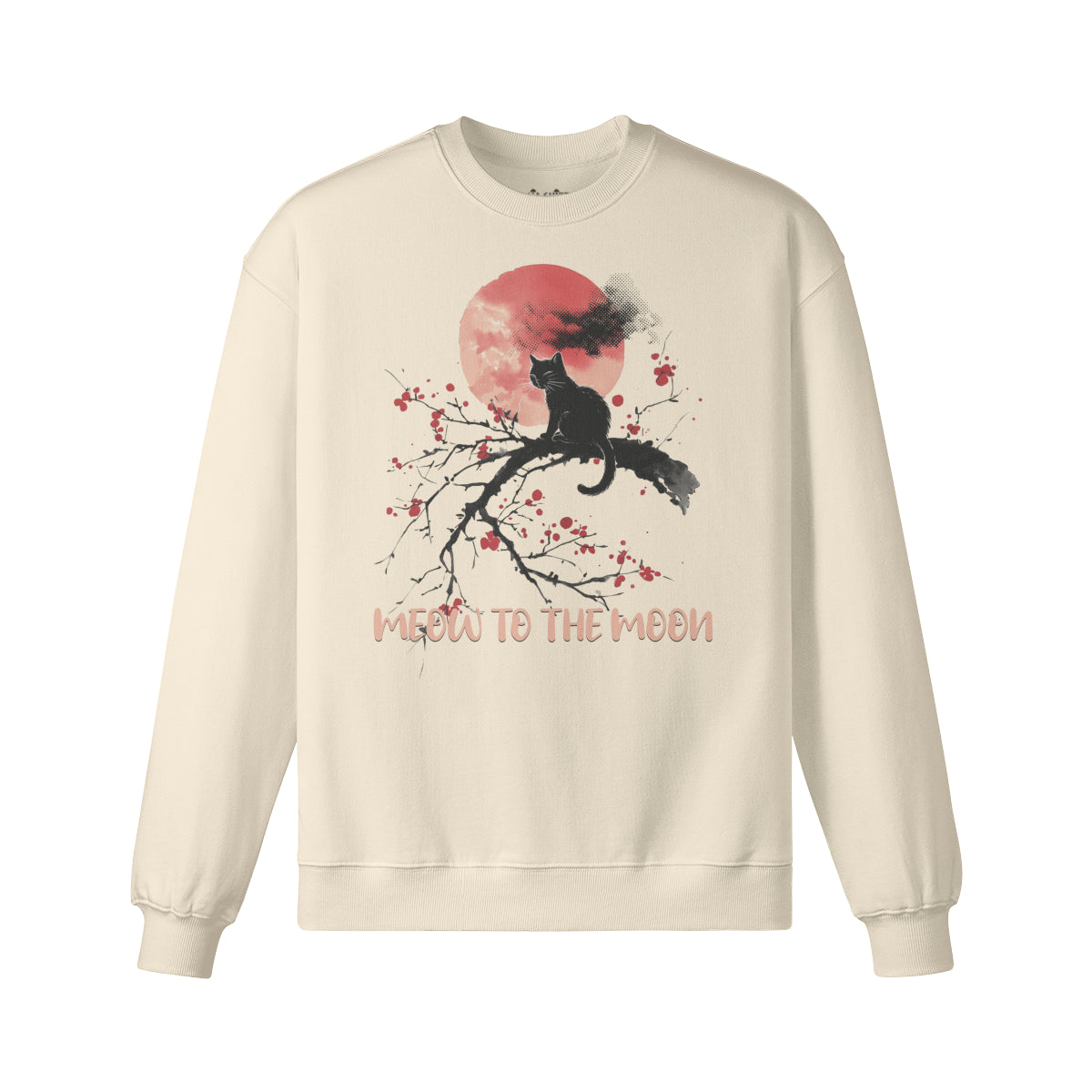 Heavy Oversized Sweatshirt mit Katzen print "Meow to the Moon"-ASIA-Shirts
