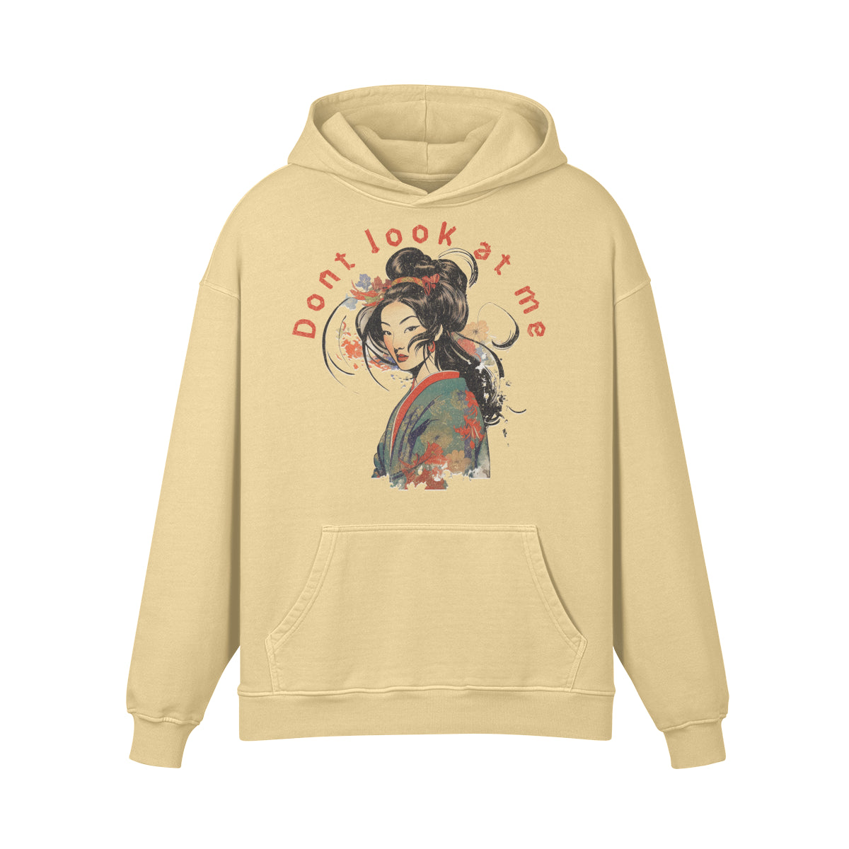 Premium Hoodie washed out look "Geisha" print-ASIA-Shirts