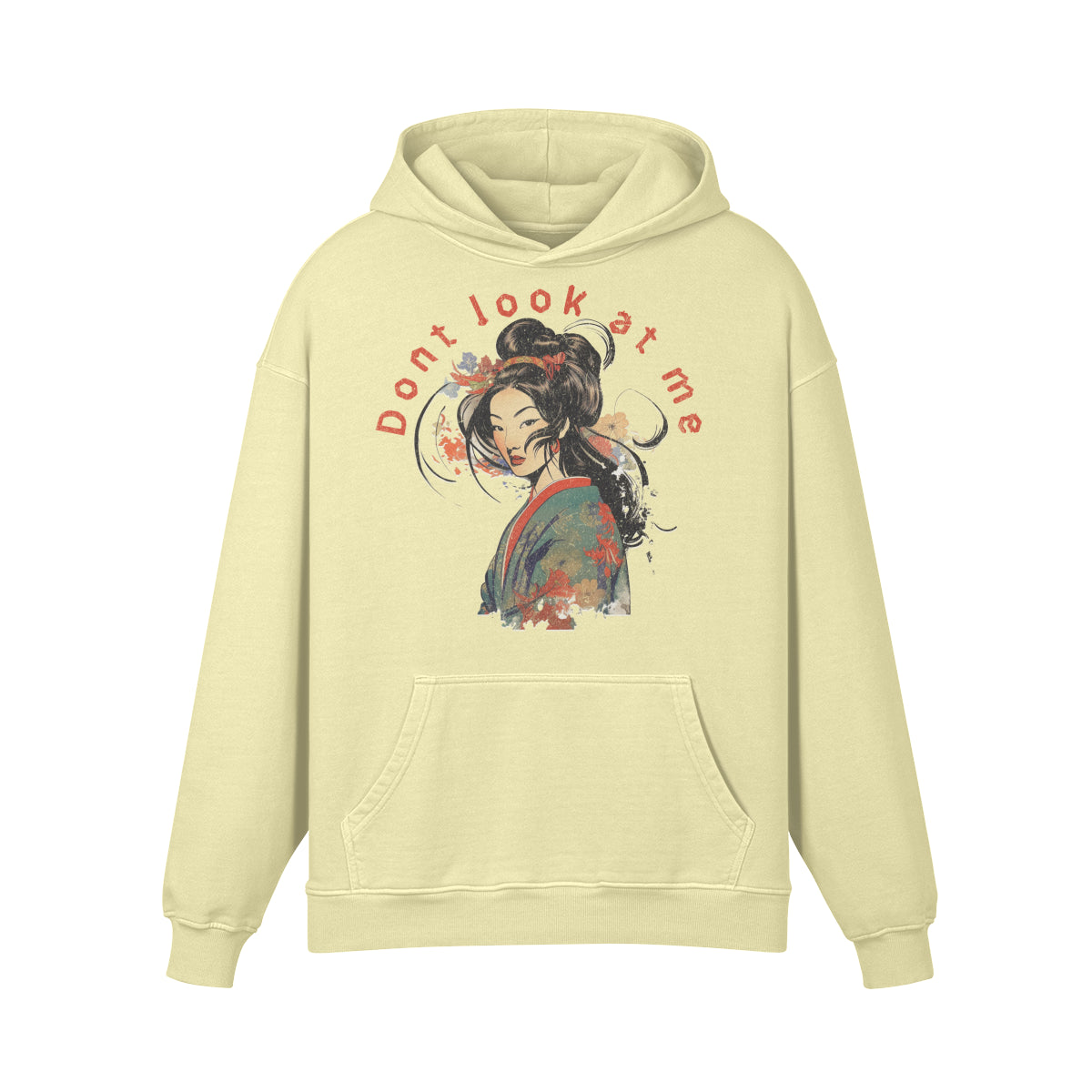 Premium Hoodie washed out look "Geisha" print-ASIA-Shirts