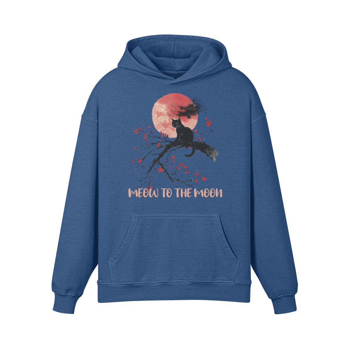 Premium Hoodie washed out look Katzen print "Meow to the Moon"-ASIA-Shirts