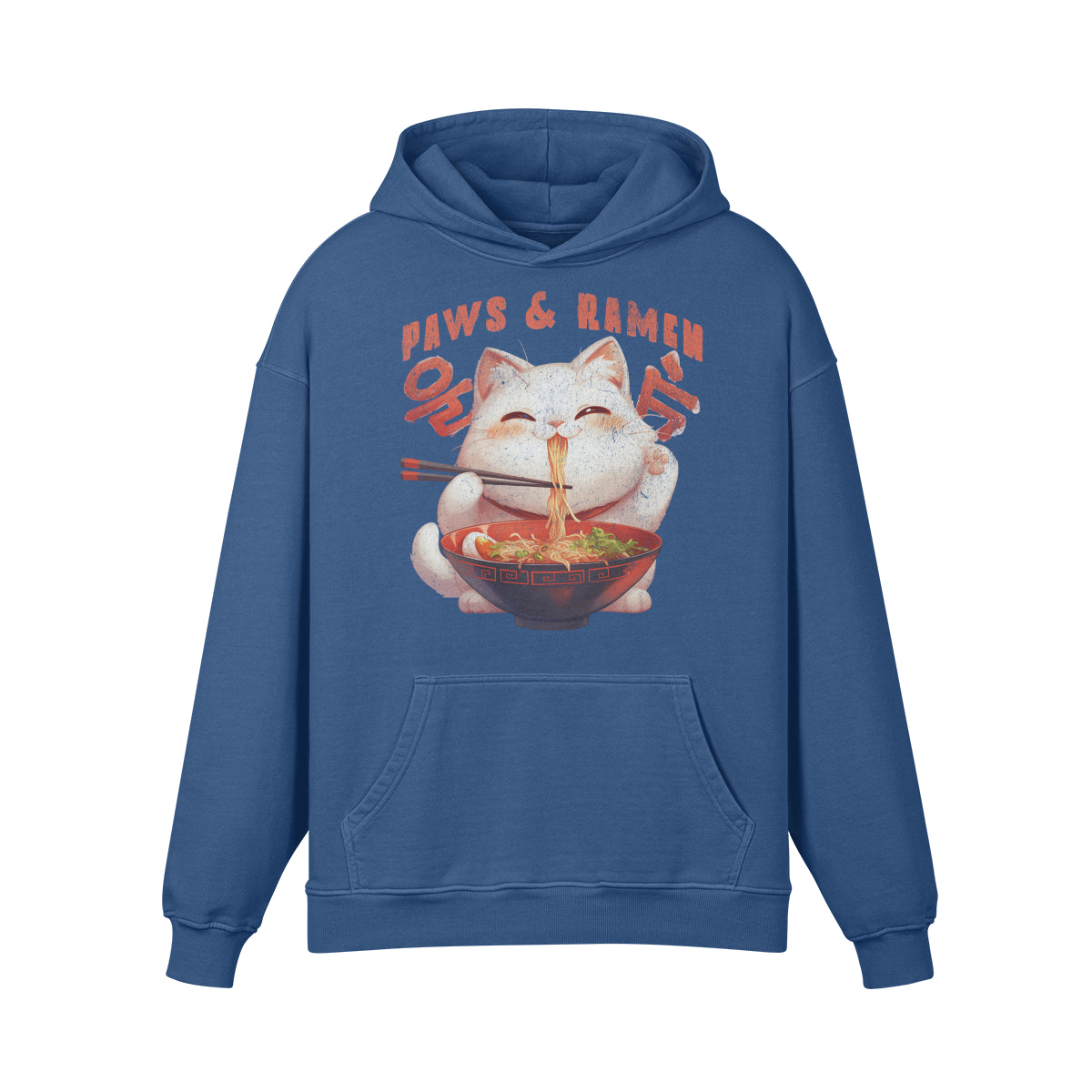 Premium Hoodie washed out look "Paws and Ramen" print-ASIA-Shirts