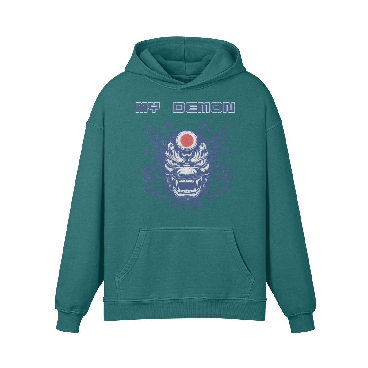 Premium Hoodie washed out look mit Oni Mask print "My Demon"-ASIA-Shirts
