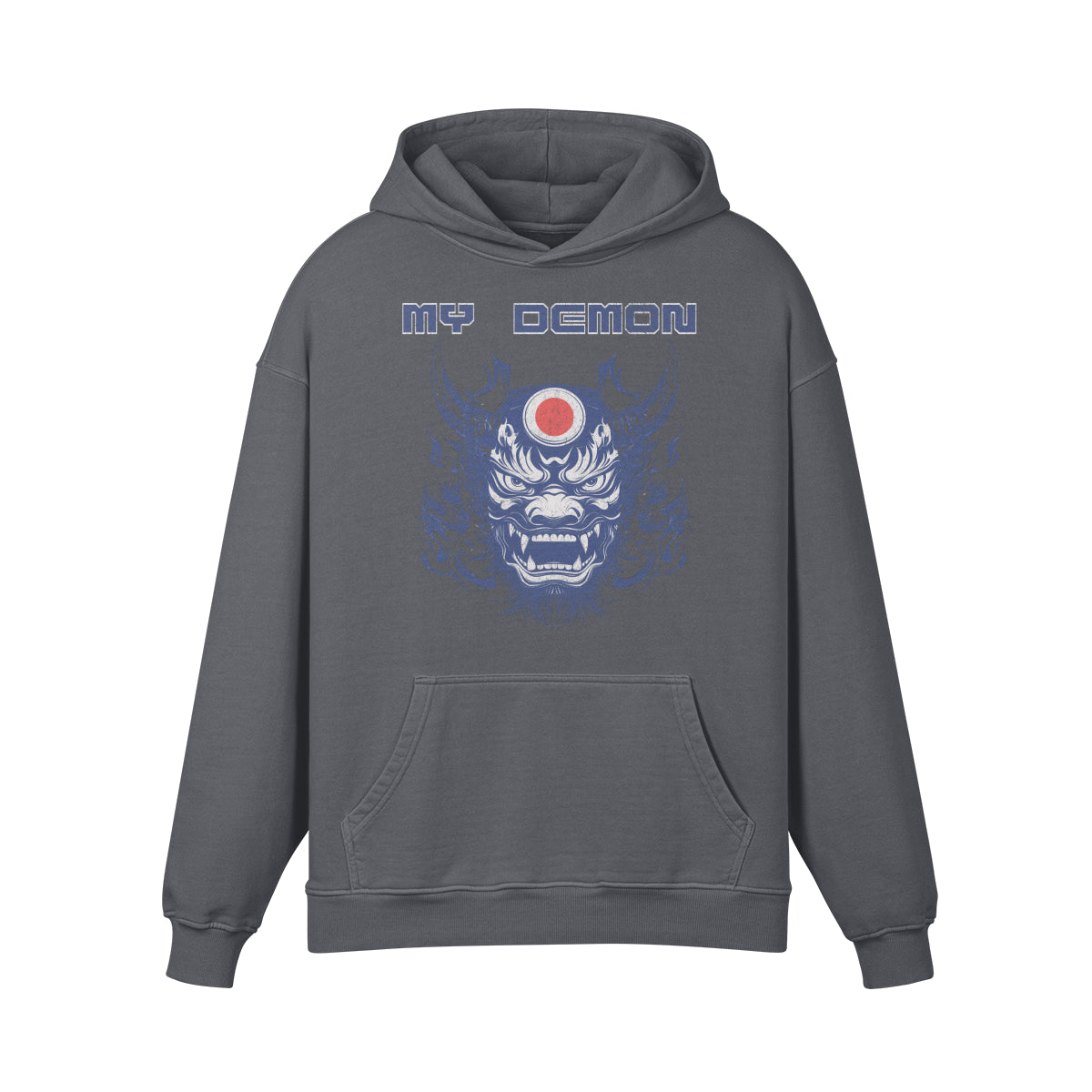 Premium Hoodie washed out look mit Oni Mask print "My Demon"-ASIA-Shirts