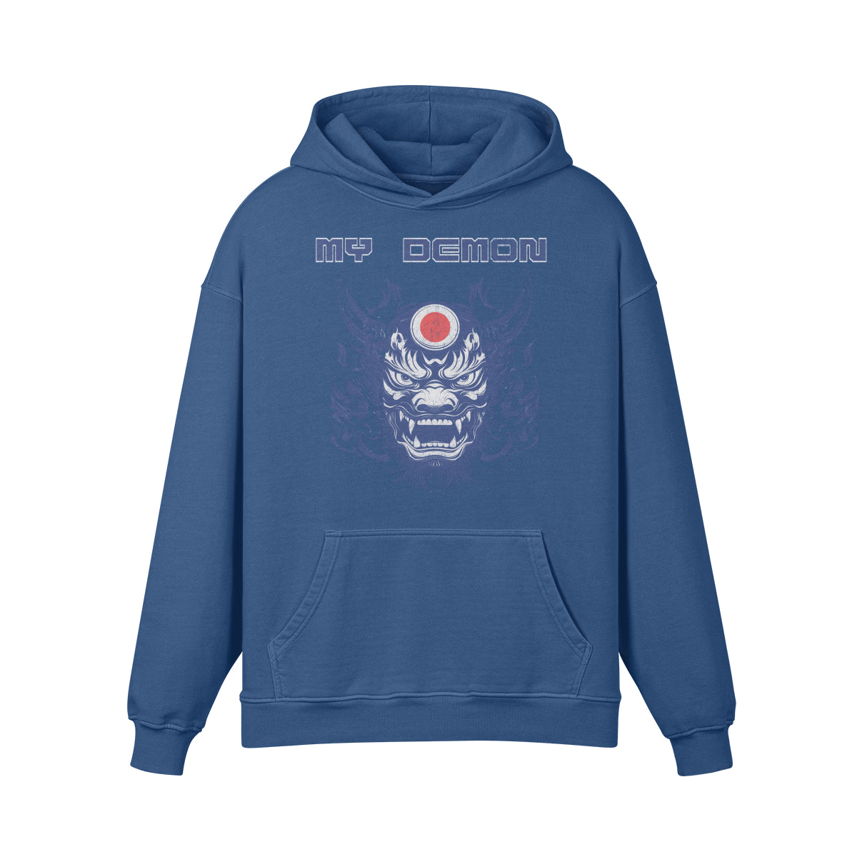 Premium Hoodie washed out look mit Oni Mask print "My Demon"-ASIA-Shirts