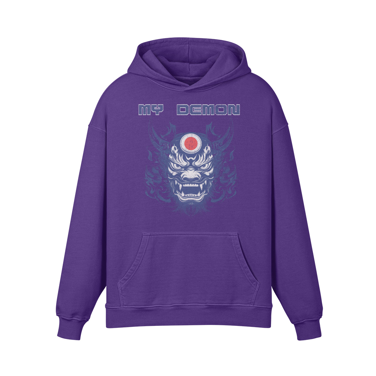 Premium Hoodie washed out look mit Oni Mask print "My Demon"-ASIA-Shirts