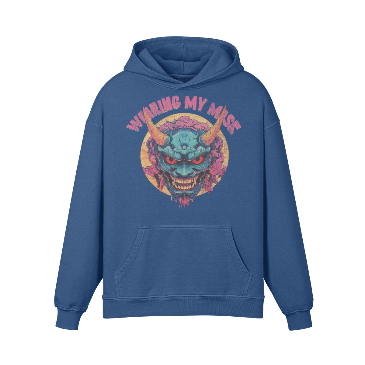 Premium Hoodie washed out look "Oni Mask" print-ASIA-Shirts