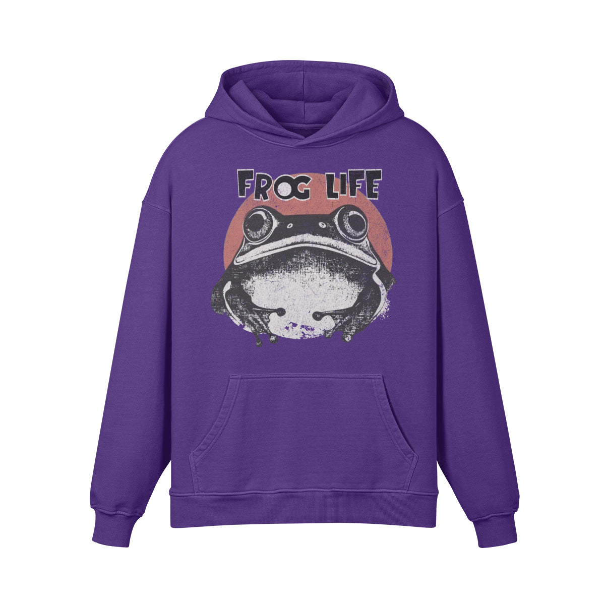 Premium Hoodie washed out look "Frog Life" print-ASIA-Shirts