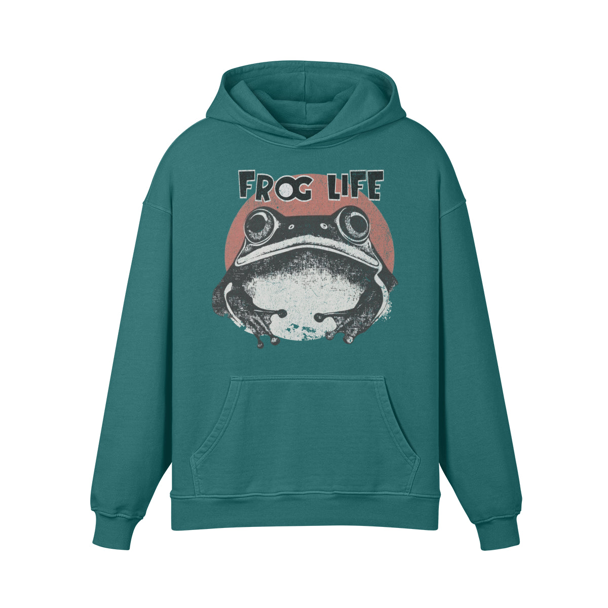 Premium Hoodie washed out look "Frog Life" print-ASIA-Shirts