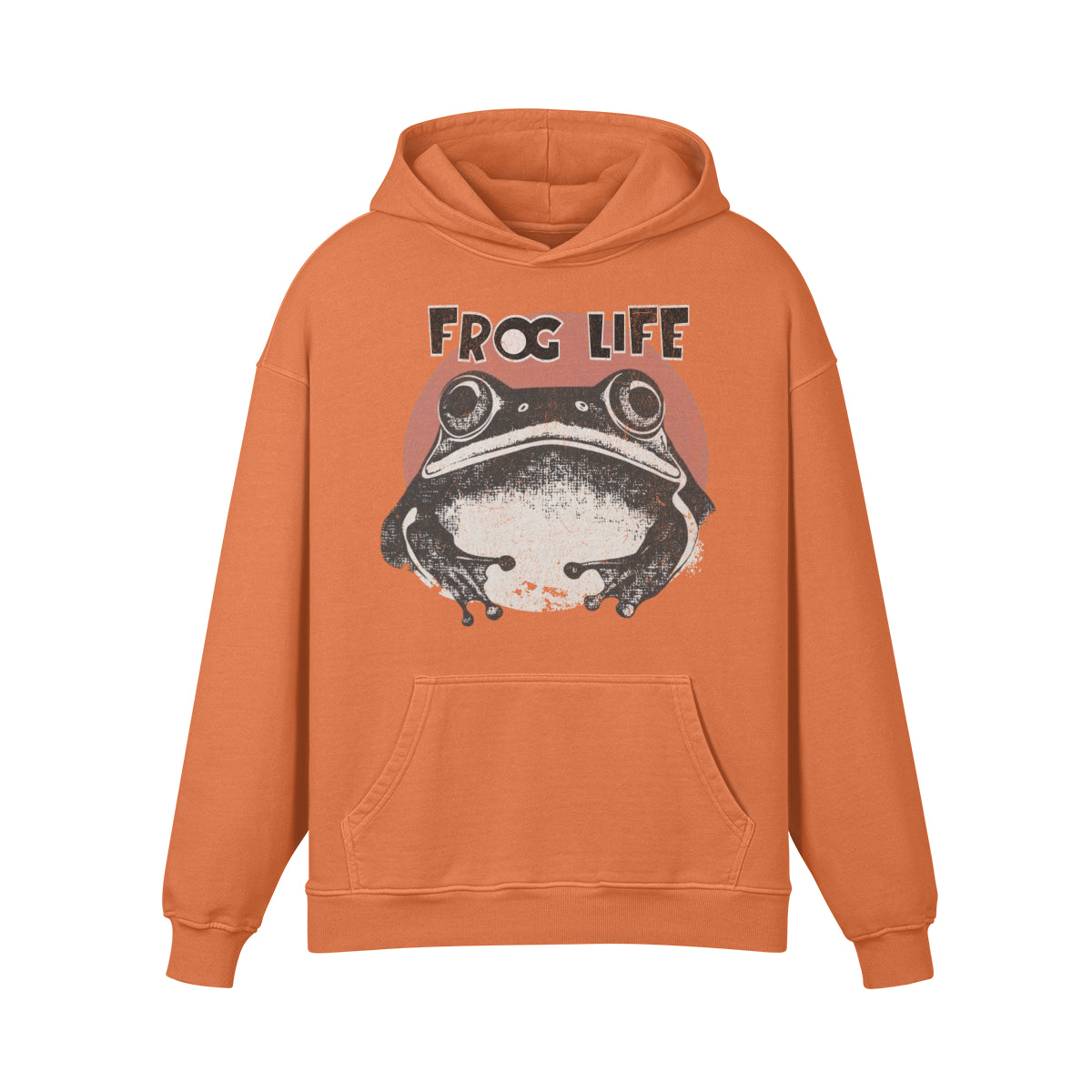 Premium Hoodie washed out look "Frog Life" print-ASIA-Shirts