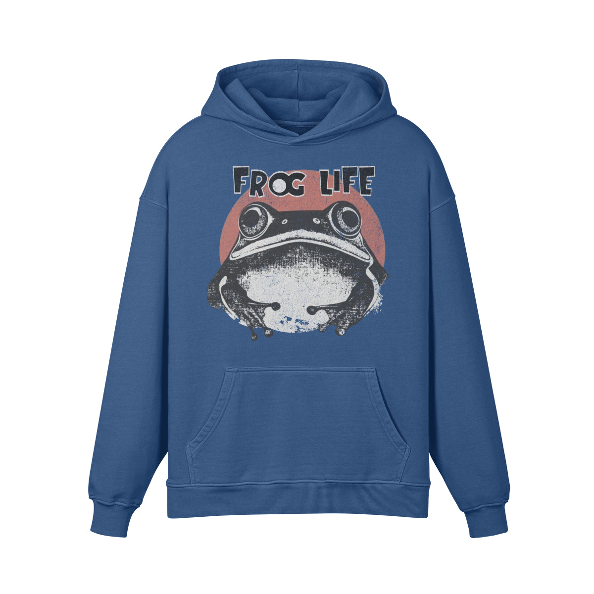 Premium Hoodie washed out look "Frog Life" print-ASIA-Shirts