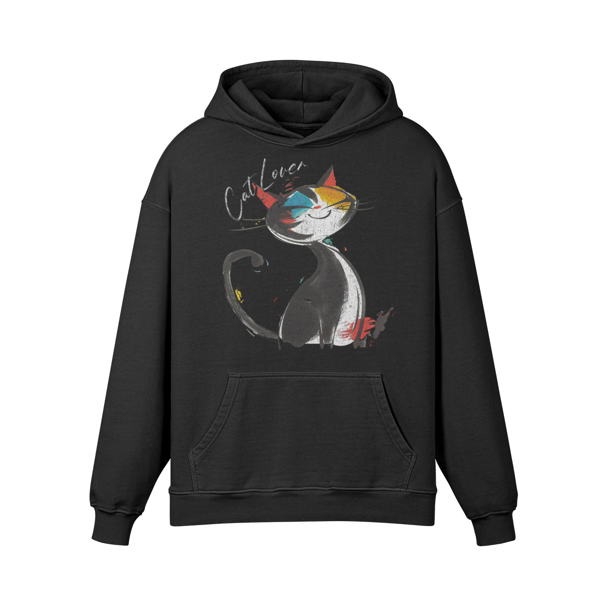 Premium Hoodie washed out look Katzen print "Cat Lover"-ASIA-Shirts