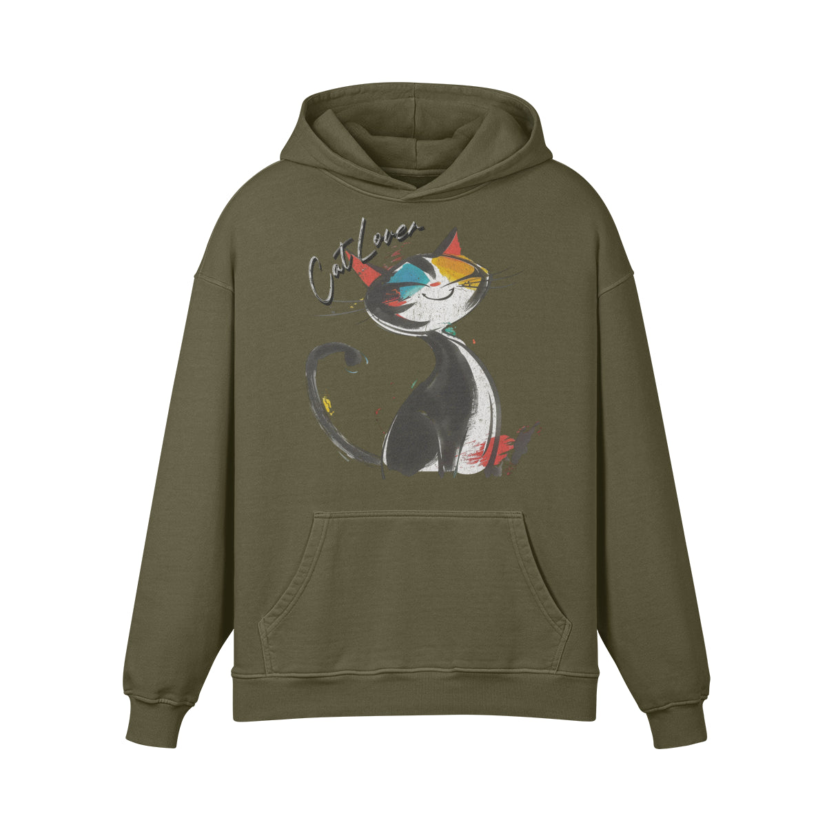 Premium Hoodie washed out look Katzen print "Cat Lover"-ASIA-Shirts