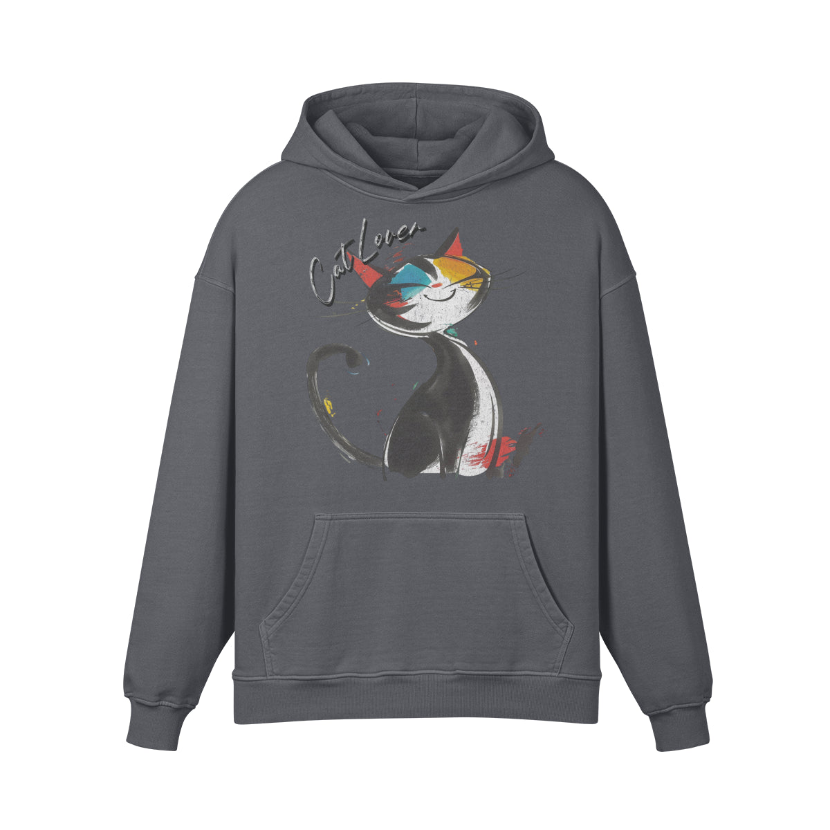 Premium Hoodie washed out look Katzen print "Cat Lover"-ASIA-Shirts