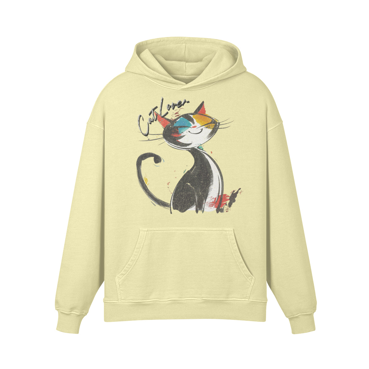 Premium Hoodie washed out look Katzen print "Cat Lover"-ASIA-Shirts
