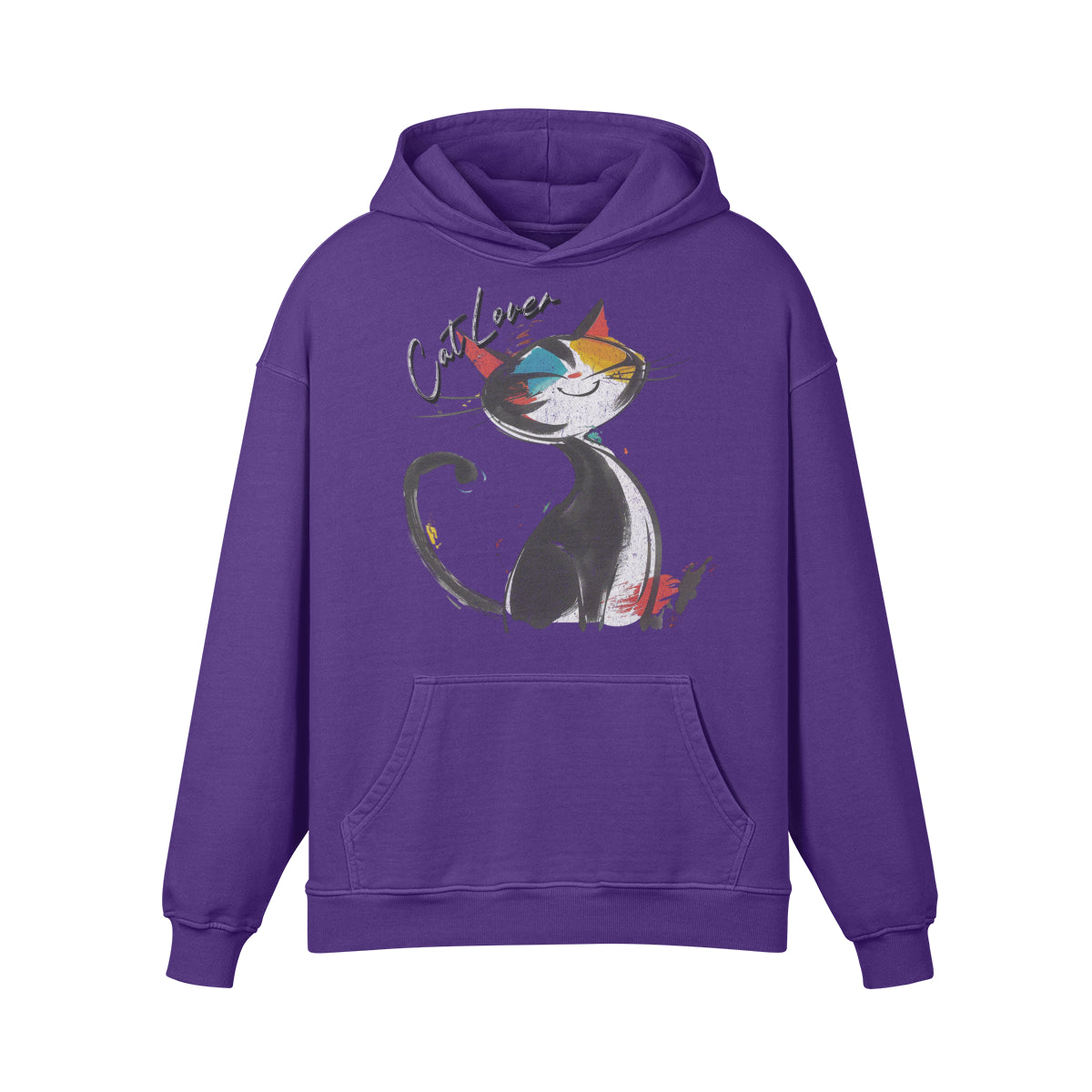 Premium Hoodie washed out look Katzen print "Cat Lover"-ASIA-Shirts