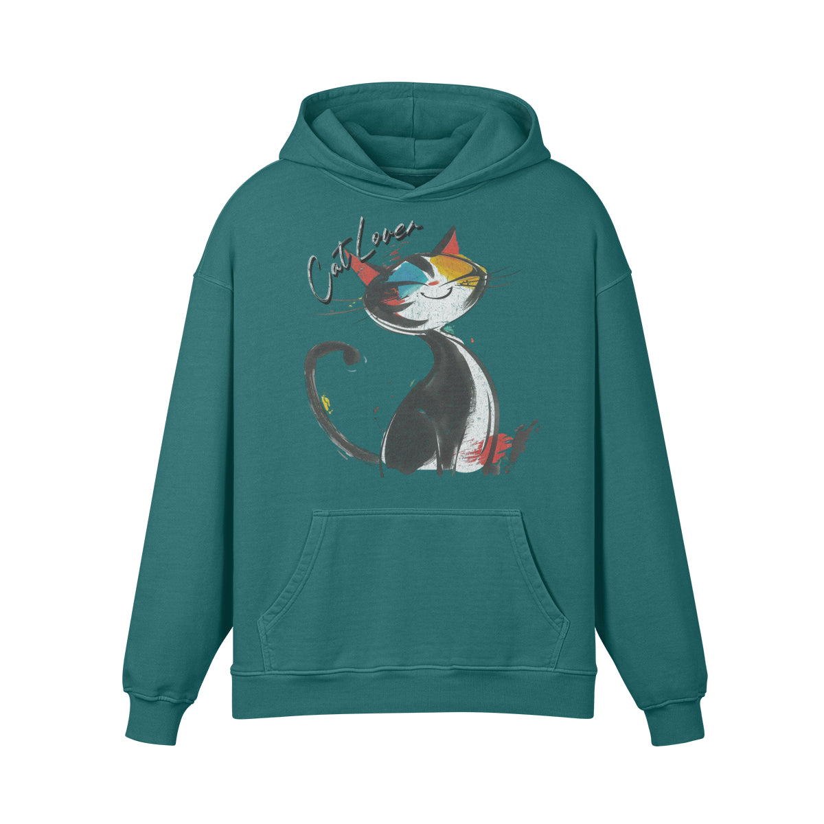 Premium Hoodie washed out look Katzen print "Cat Lover"-ASIA-Shirts