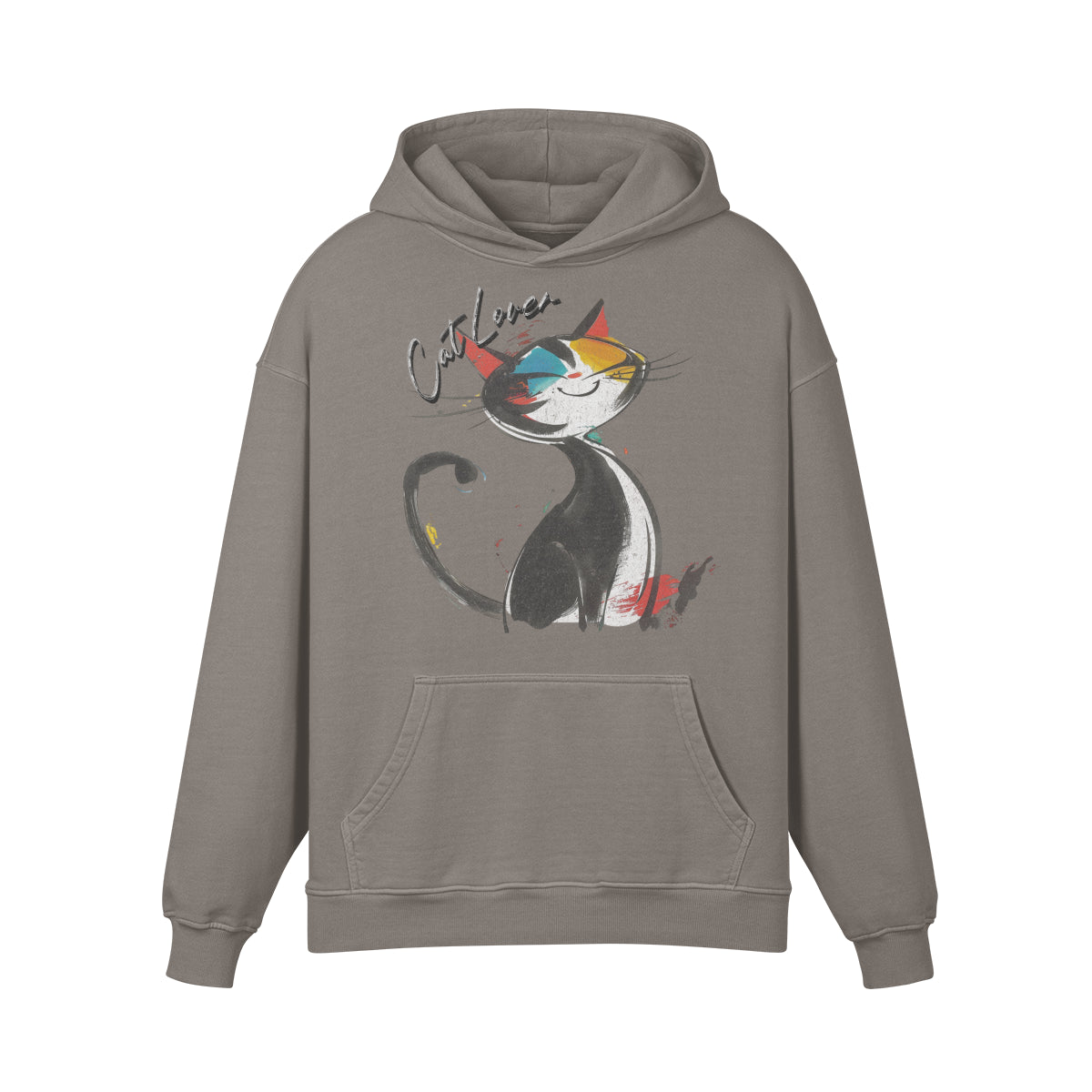 Premium Hoodie washed out look Katzen print "Cat Lover"-ASIA-Shirts