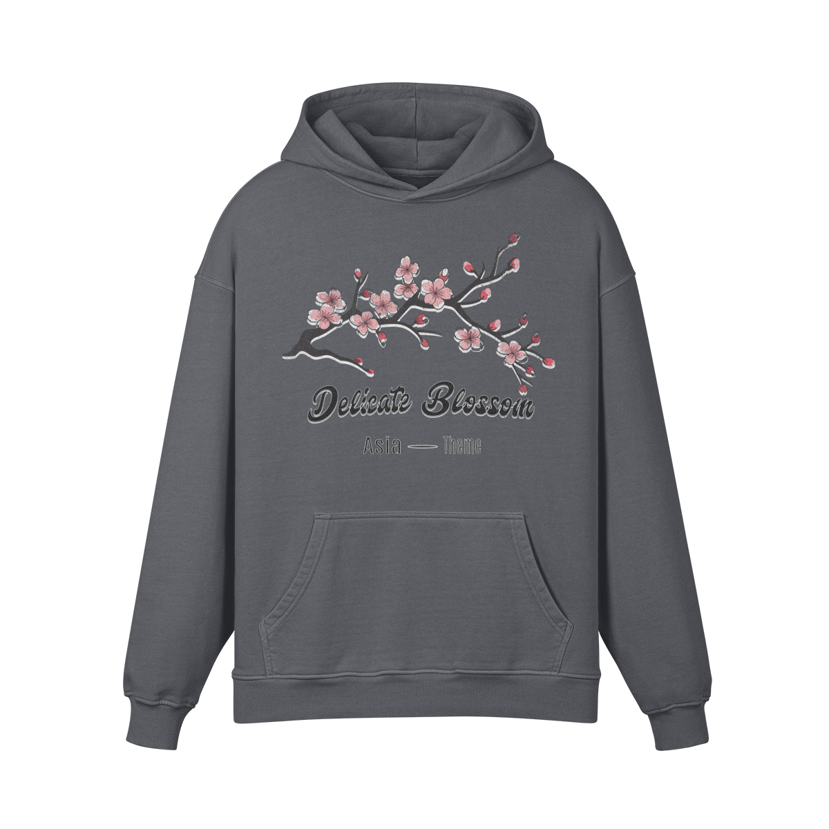 Premium Hoodie washed out look "Asia Spirit" Cherry Blossom print-ASIA-Shirts