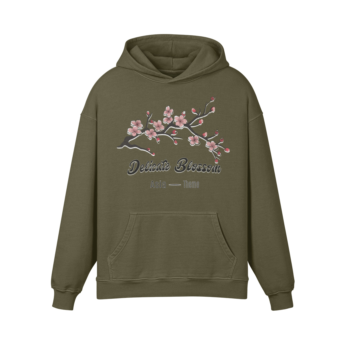 Premium Hoodie washed out look "Asia Spirit" Cherry Blossom print-ASIA-Shirts