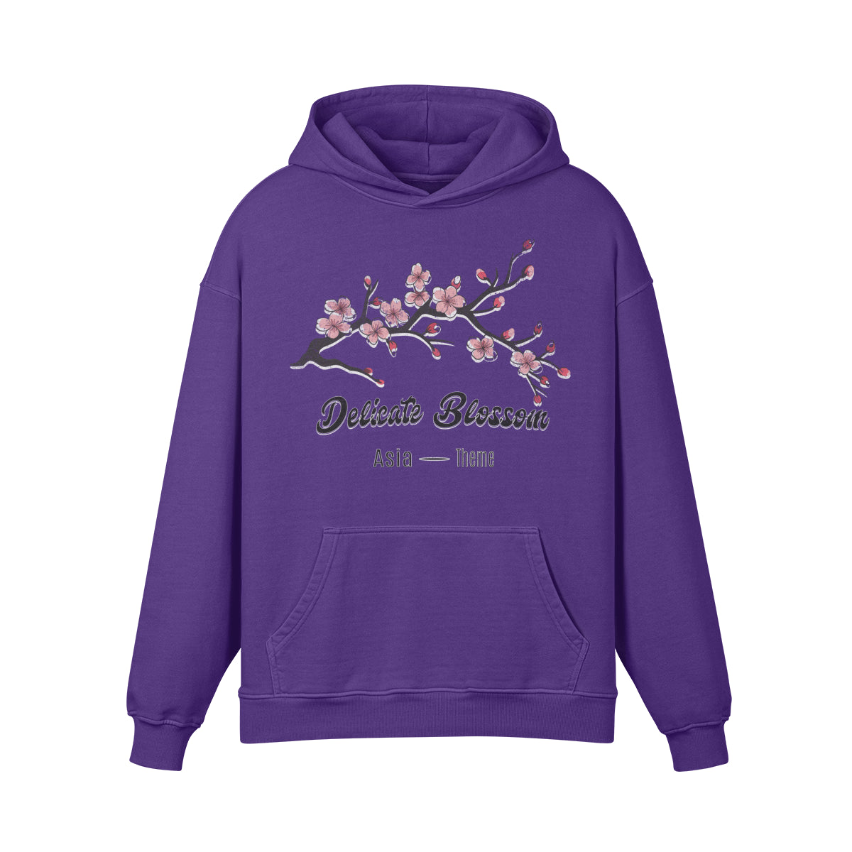 Premium Hoodie washed out look "Asia Spirit" Cherry Blossom print-ASIA-Shirts