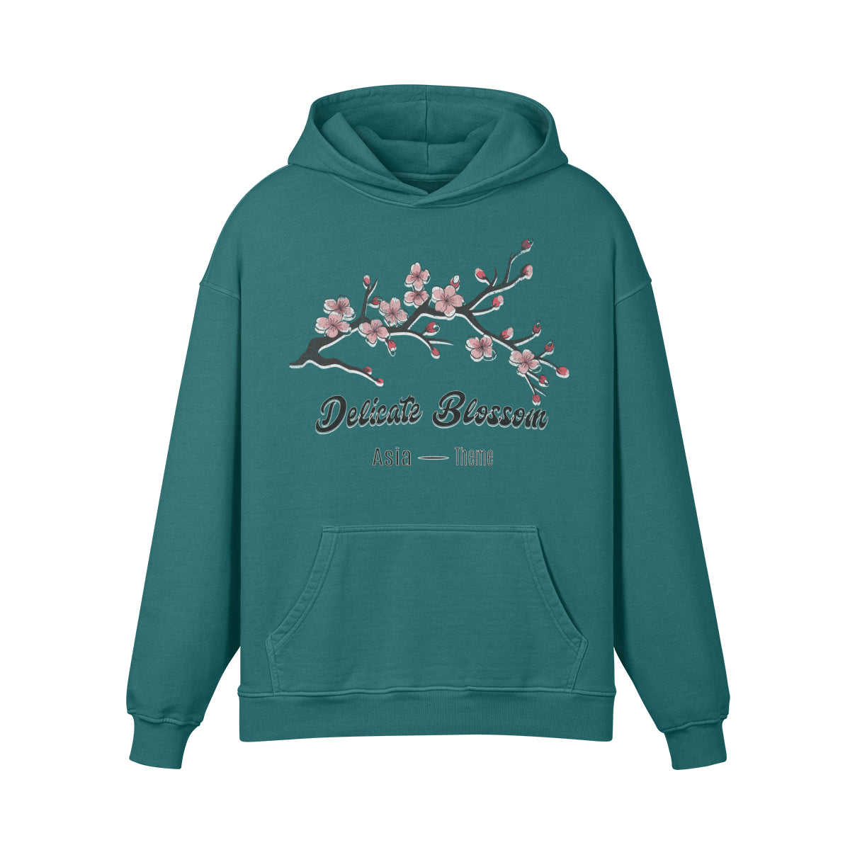 Premium Hoodie washed out look "Asia Spirit" Cherry Blossom print-ASIA-Shirts
