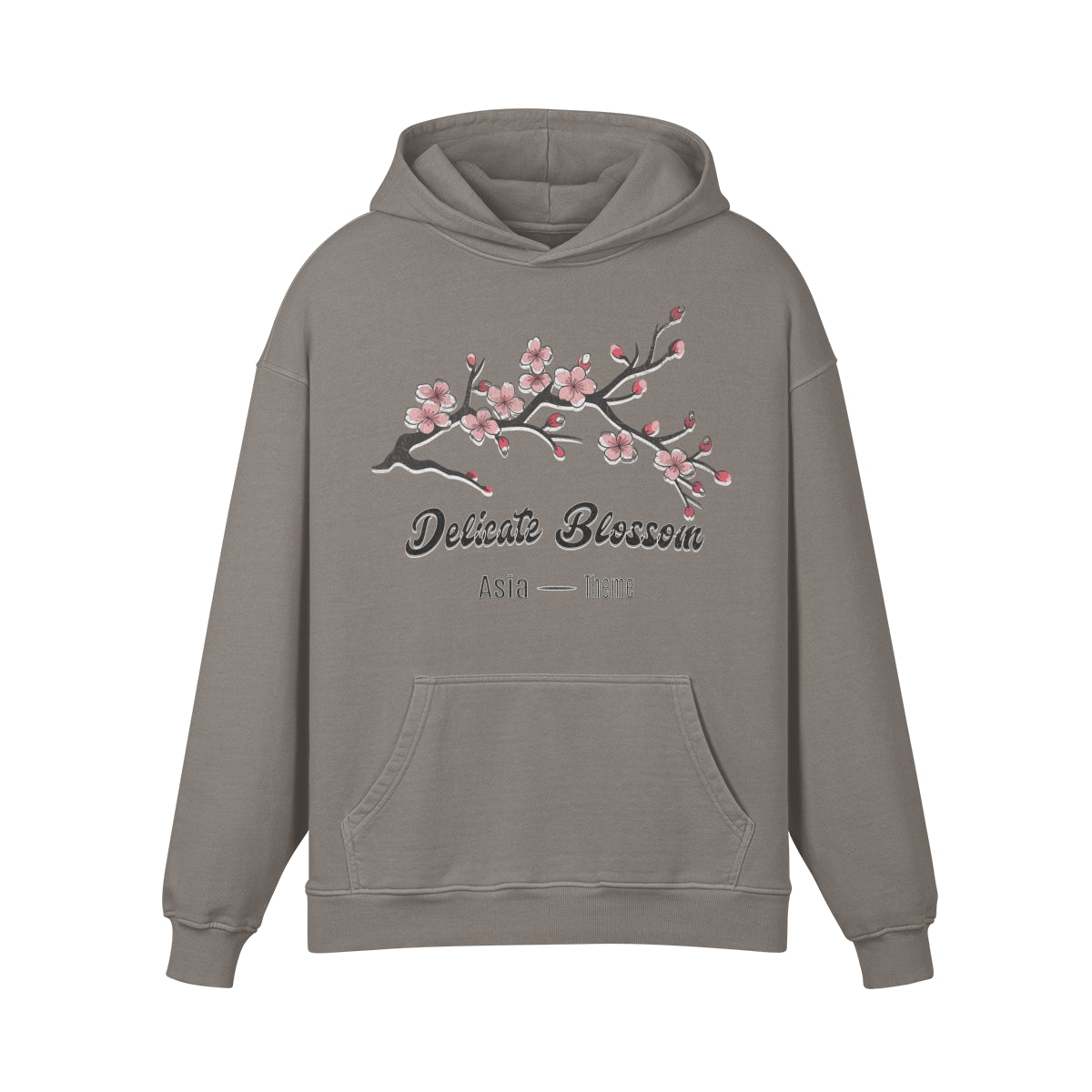 Premium Hoodie washed out look "Asia Spirit" Cherry Blossom print-ASIA-Shirts