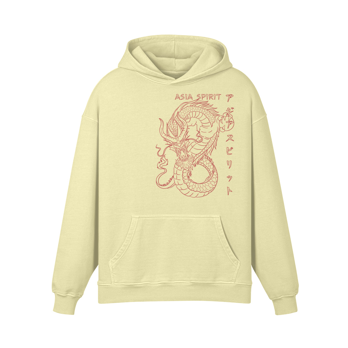 Premium Hoodie washed out look "Japan Dragon" print-ASIA-Shirts