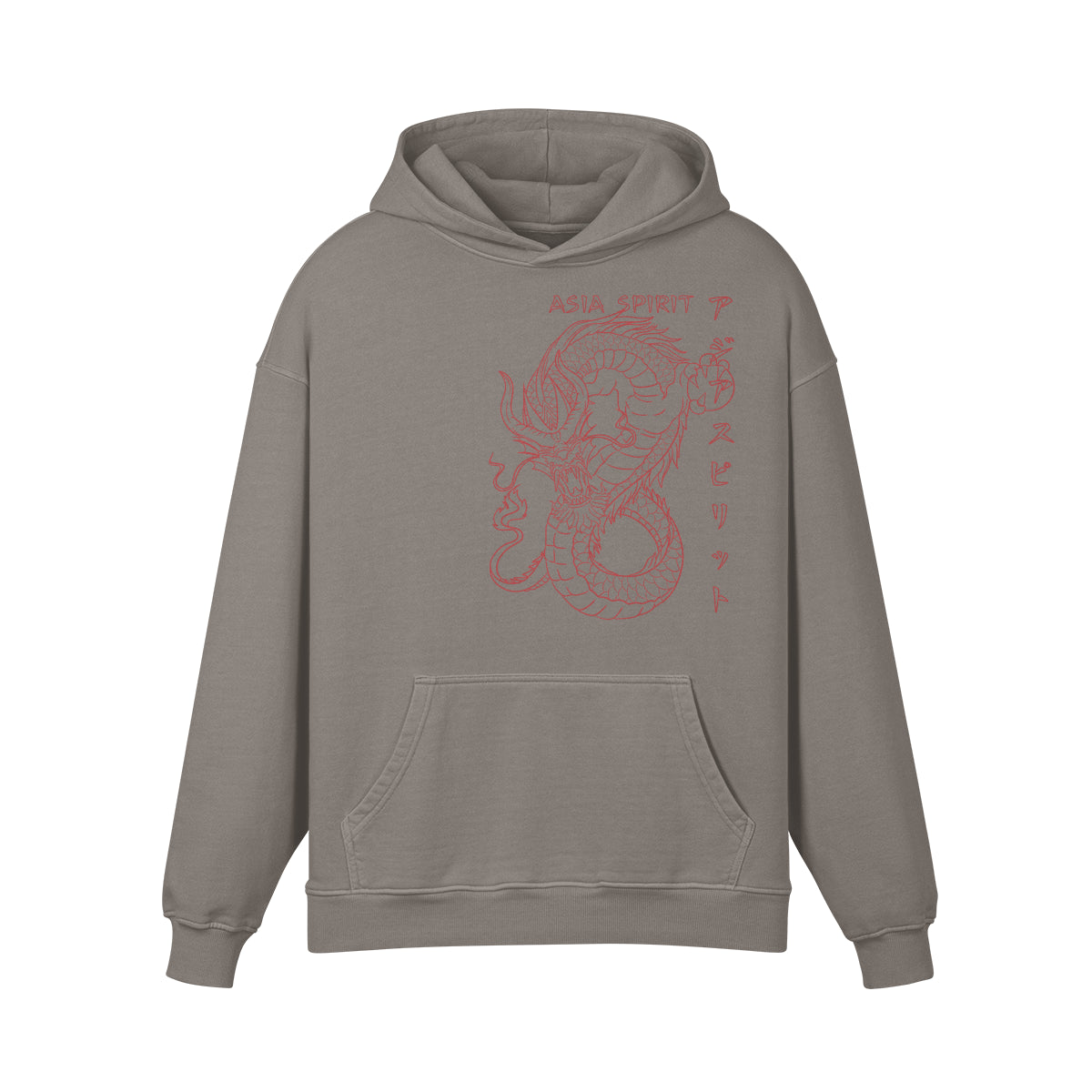 Premium Hoodie washed out look "Japan Dragon" print-ASIA-Shirts