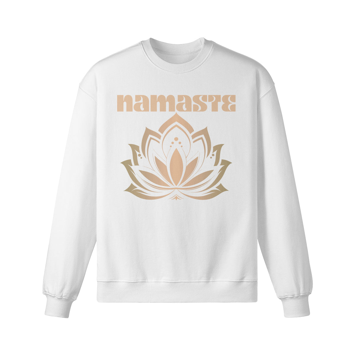 Heavy Oversized Sweatshirt mit Namaste und Lotusblüten print-ASIA-Shirts