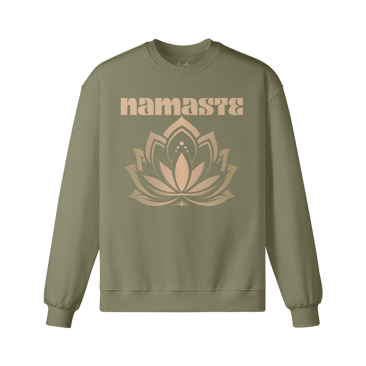 Heavy Oversized Sweatshirt mit Namaste und Lotusblüten print-ASIA-Shirts