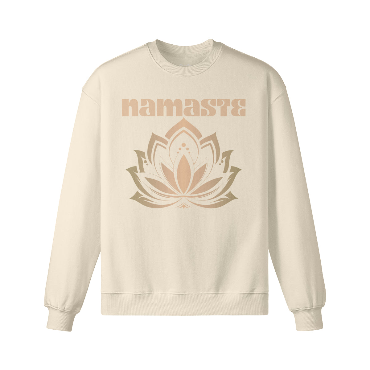 Heavy Oversized Sweatshirt mit Namaste und Lotusblüten print-ASIA-Shirts