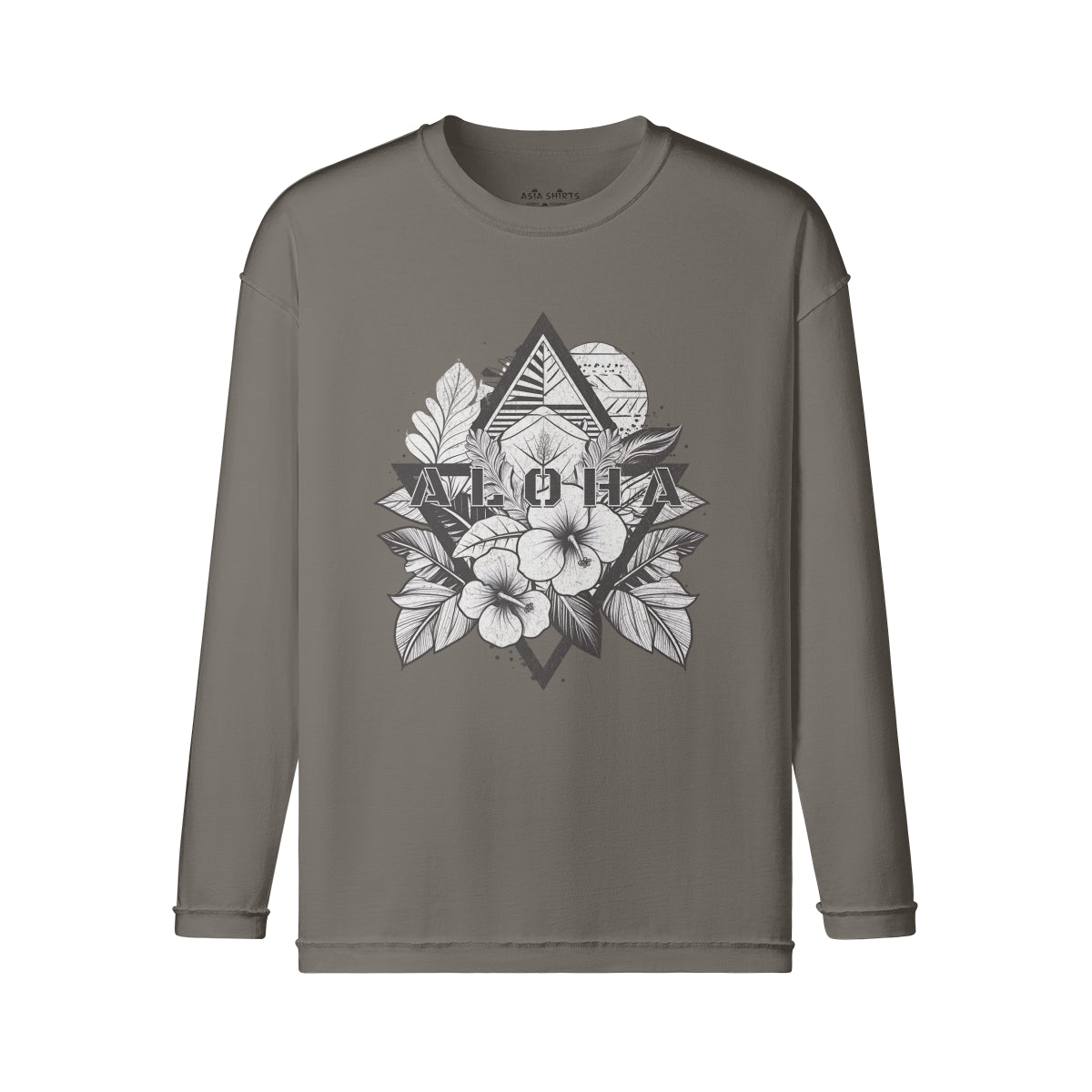 Vintage Langarmshirt im Streetwear look mit ALOHA print-ASIA-Shirts